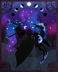 Size: 720x900 | Tagged: safe, artist:keetah-spacecat, nightmare moon, g4, fangs, female, moon, solo