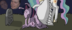 Size: 1323x551 | Tagged: safe, artist:ponyboogers, princess celestia, twilight sparkle, alicorn, pony, g4, female, immortality blues, mare, nicolas cage, steve buscemi, twilight sparkle (alicorn), twilight will outlive her friends