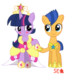 Size: 920x868 | Tagged: safe, artist:supererikastar, flash sentry, twilight sparkle, alicorn, pony, g4, blushing, clothes, dress, female, male, mare, ship:flashlight, shipping, simple background, straight, transparent background, twilight sparkle (alicorn)