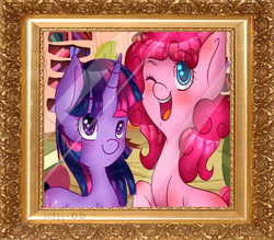 Size: 1600x1400 | Tagged: safe, artist:pastelflakes, pinkie pie, twilight sparkle, g4