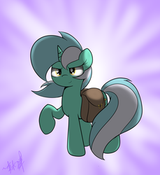 Size: 2750x3000 | Tagged: safe, artist:lightningnickel, lyra heartstrings, g4, ask, backlighting, determined smile, female, mare, professor lyra, saddle bag, solo, tumblr