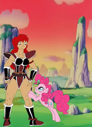 Size: 760x1052 | Tagged: safe, artist:danail24, pinkie pie, oc, saiyan, g4, crossover, dragon ball, dragon ball z, friendship