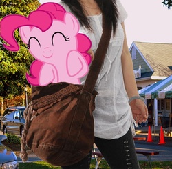 Size: 700x686 | Tagged: safe, artist:danail24, pinkie pie, human, g4, bag, cute, diapinkes, gimp, irl, photo, ponies in real life