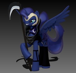 Size: 933x900 | Tagged: safe, artist:harikon, princess luna, g4, 3d, clothes, costume, female, grim reaper, nightmare night, pixiv, solo