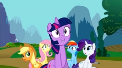 Size: 1920x1080 | Tagged: safe, screencap, applejack, fluttershy, rainbow dash, rarity, twilight sparkle, g4, swarm of the century