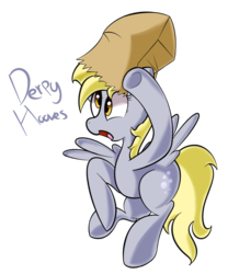 Size: 1280x1536 | Tagged: dead source, safe, artist:turtlefarminguy, derpy hooves, pegasus, pony, g4, female, mare, paper bag, paper bag wizard, solo