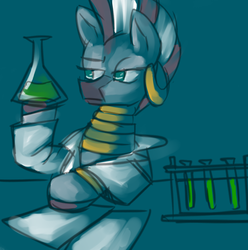 Size: 695x700 | Tagged: safe, artist:fauxsquared, zecora, zebra, g4, clothes, female, lab coat, science, solo