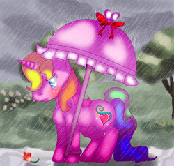 Size: 836x795 | Tagged: safe, artist:argieglory, rarity (g3), g3, female, rain, solo, umbrella