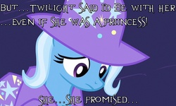 Size: 1202x719 | Tagged: safe, edit, trixie, twilight sparkle, pony, unicorn, g4, female, image macro, implied shipping, lesbian, mare, meme, sad, ship:twixie, shipping, solo, text