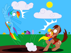 Size: 1024x761 | Tagged: safe, artist:bbbhuey, megan williams, rainbow dash, tj, human, g1, g4, fanfic, g1 to g4, generation leap