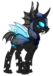 Size: 363x515 | Tagged: safe, artist:nessia, oc, oc only, changeling, armor, changeling officer, helmet, solo