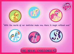 Size: 2048x1500 | Tagged: safe, artist:shelltoon, gameloft, applejack, fluttershy, pinkie pie, rainbow dash, rarity, twilight sparkle, earth pony, pegasus, pony, unicorn, g4, official, challenge, female, mane six, mare, my little pony logo, royal, stock vector, the royal challenge