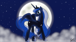 Size: 1024x568 | Tagged: safe, artist:gimmogear, princess luna, g4, backlighting, female, mist, moon, solo