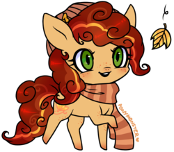 Size: 756x663 | Tagged: safe, artist:ponymonster, oc, oc only, oc:autumn aria, earth pony, pony, clothes, hat, leaf, scarf, simple background, solo, transparent background