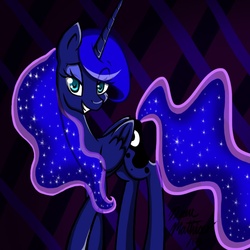 Size: 720x720 | Tagged: safe, artist:silverfly71, princess luna, g4, dreamworks face, female, smiling, solo