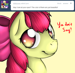 Size: 640x622 | Tagged: safe, artist:nessia, apple bloom, earth pony, pony, g4, ask, female, smiling, solo, this apple bloom, tumblr