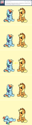 Size: 640x2456 | Tagged: safe, artist:nessia, applejack, rainbow dash, g4, ask, female, plushie, this apple bloom, tumblr