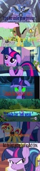 Size: 1000x4254 | Tagged: safe, edit, edited screencap, screencap, discord, king sombra, nightmare moon, queen chrysalis, sunset shimmer, twilight sparkle, pony, unicorn, a canterlot wedding, equestria girls, friendship is magic, g4, magic duel, the crystal empire, the return of harmony, antagonist, comic, determination, determinator, determined look, discorded, discorded twilight, floppy ears, hub logo, unicorn twilight