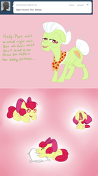 Size: 676x1207 | Tagged: safe, artist:nessia, apple bloom, granny smith, g4, ask, foal, this apple bloom, tumblr