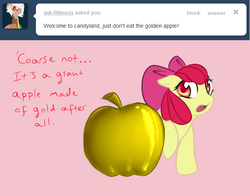 Size: 641x502 | Tagged: safe, artist:nessia, apple bloom, g4, apple, apple of discord, ask, golden apple, this apple bloom, tumblr