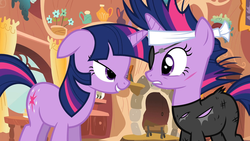 Size: 1280x720 | Tagged: safe, screencap, twilight sparkle, g4, duality, floppy ears, future twilight, lidded eyes, out of context