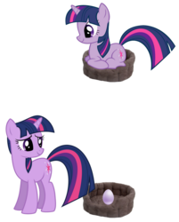 Size: 600x745 | Tagged: safe, twilight sparkle, pony, unicorn, g4, egg, female, lying down, mare, prone, simple background, sitting, transparent background, unicorn twilight, vector