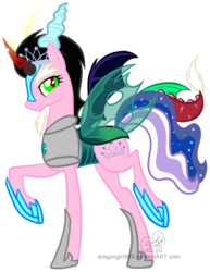 Size: 1081x1402 | Tagged: dead source, safe, artist:lunarahartistry, diamond tiara, discord, king sombra, nightmare moon, queen chrysalis, oc, oc only, g4, amalgamation, female, meme, simple background, solo, tiara ultima, transparent background, vector