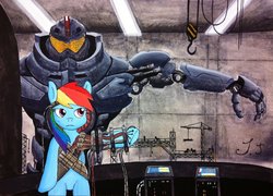 Size: 1024x736 | Tagged: safe, artist:jet-ann, rainbow dash, g4, crossover, gipsy danger, jaeger, mech, pacific rim