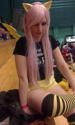 Size: 482x800 | Tagged: safe, artist:littlehybridshila, fluttershy, human, .mov, shed.mov, g4, convention, cosplay, irl, irl human, j-popcon, photo, solo