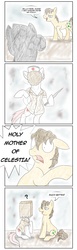 Size: 677x2205 | Tagged: safe, artist:littlehybridshila, nurse redheart, oc, oc:cloversong, g4, comic, konami, silent hill