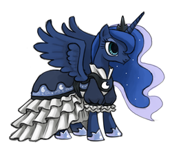 Size: 1250x1100 | Tagged: safe, artist:needsmoarg4, princess luna, alicorn, pony, g4, clothes, dress, female, mare, redesign, simple background, solo