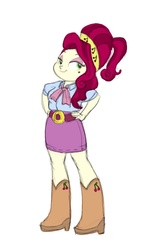 Size: 628x950 | Tagged: safe, artist:carnifex, cherry jubilee, equestria girls, g4, belt, boots, clothes, equestria girls-ified, female, shirt, shoes, simple background, skirt, solo, white background