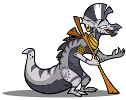 Size: 1626x1280 | Tagged: safe, artist:secoh2000, zecora, dragon, g4, dragonified, female, simple background, solo, species swap, staff, transparent background