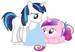 Size: 780x540 | Tagged: safe, artist:dm29, princess cadance, shining armor, g4, blanket, colt, colt shining armor, cute, female, filly, filly cadance, julian yeo is trying to murder us, male, ship:shiningcadance, shipping, simple background, straight, transparent background, younger