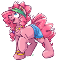 Size: 368x397 | Tagged: safe, artist:stoney pony, pinkie pie, g4, alternate hairstyle, bracelet, earring, female, gypsy pie, headband, necklace, ponytail, romani, solo