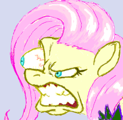 Size: 282x276 | Tagged: safe, artist:moophins, fluttershy, g4, bloodshot eyes, eye bulging, female, meme, rage face, solo