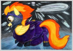 Size: 1280x905 | Tagged: safe, artist:sssilver, spitfire, pegasus, pony, g4, fat, female, morbidly obese, obese, sequence, shadowbolts, solo, spitfatty, traditional art, weight gain, wings