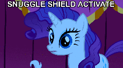 Size: 960x540 | Tagged: safe, edit, edited screencap, screencap, opalescence, rarity, cat, pony, unicorn, g4, season 1, suited for success, animated, eyes closed, female, frown, gif, hiding, image macro, imma snuggle you, marshmelodrama, messy mane, scared, shivering