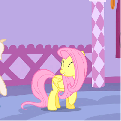Size: 540x540 | Tagged: safe, screencap, fluttershy, pegasus, pony, g4, season 1, stare master, animated, cropped, dilated pupils, excited, female, flailing, flying, open mouth, smiling, solo, zip lines