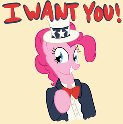 Size: 697x702 | Tagged: safe, artist:alleynurr, pinkie pie, g4, female, recruitment poster, solo, uncle sam