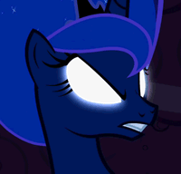 Size: 200x192 | Tagged: safe, screencap, princess luna, g4, luna eclipsed, animated, cropped, female, glowing eyes, solo