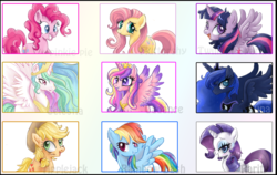 Size: 1000x632 | Tagged: safe, artist:schnuffitrunks, applejack, fluttershy, pinkie pie, rainbow dash, rarity, twilight sparkle, alicorn, pony, g4, female, mane six, mare, twilight sparkle (alicorn)