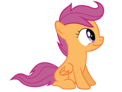 Size: 10000x7500 | Tagged: dead source, safe, artist:tyto-ovo, scootaloo, pegasus, pony, g4, sleepless in ponyville, absurd resolution, blank flank, cute, cutealoo, female, filly, foal, folded wings, looking up, simple background, sitting, smiling, solo, transparent background, vector, wings