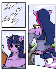 Size: 612x792 | Tagged: safe, artist:inuyuru, twilight sparkle, anthro, comic:i read it in a book once, g4, blushing, comic