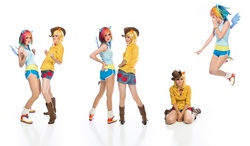 Size: 1280x748 | Tagged: safe, artist:flying-fox, applejack, rainbow dash, human, g4, cosplay, irl, irl human, photo