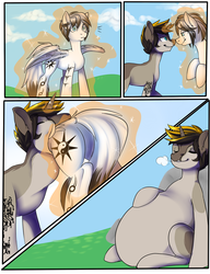 Size: 985x1280 | Tagged: source needed, safe, artist:pheebadohdoh, oc, oc only, pegasus, pony, unicorn, butt, comic, eaten alive, fetish, impossibly large belly, male, plot, stallion, vore