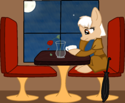 Size: 760x625 | Tagged: safe, artist:potsy208, pony, cats don't dance, ponified, sawyer, solo, table
