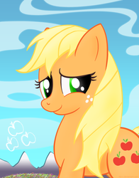 Size: 1062x1356 | Tagged: safe, artist:stec-corduroyroad, applejack, g4, female, loose hair, solo