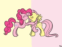 Size: 625x475 | Tagged: safe, artist:midnight-wizard, fluttershy, pinkie pie, earth pony, pegasus, pony, g4, duo, female, kiss on the lips, kissing, lesbian, mare, ship:flutterpie, shipping