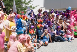 Size: 1080x720 | Tagged: artist needed, safe, applejack, fluttershy, pinkie pie, rainbow dash, rarity, twilight sparkle, human, g4, cosplay, fanimecon, group photo, irl, irl human, photo